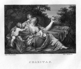 August Hoffmann (1810-1872), Charitas, Kupferstich nach B. Franceschini, D2400-5