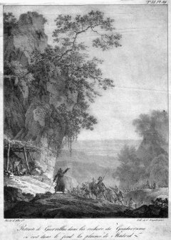 Gottfried Engelmann (1788-1839), Der Rückzug der Guerrillas, Lithographie nach d` Albe, D2386-9