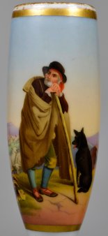 Italienischer Hirte mit Hund, Porzellanmalerei, Pfeifenkopf, D2397