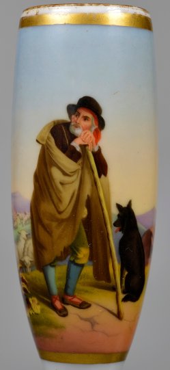 Italienischer Hirte mit Hund, Porzellanmalerei, Pfeifenkopf, D2397