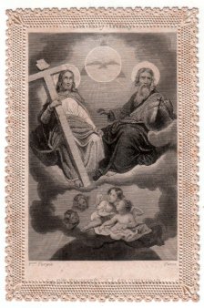 Spitzenbild, Andachtsbild, Heilige Dreifaltigkeit, Stahlstich, D2391-1