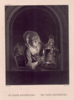 William French (1815-1898), Die kleine Haushälterin, Stahlstich nach G. Schalken, D2390-2