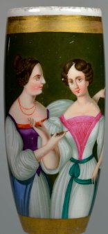 Freundinnen im Gespräch, Porzellanmalerei, Porzellanpfeifenkopf, D2436