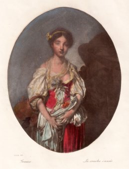 Der zerbrochene Krug, Farblithographie nach J.B.Greuze, D2375-04