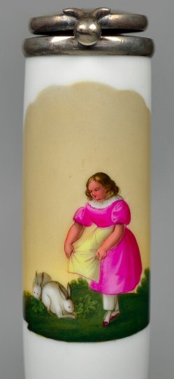 Die Hasenfütterung, Porzellanmalerei, Pfeifenkopf, D2507