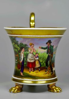 Francois Grenier, (1793-1867) „Les enfants surpris par un garde“, Porzellanmalerei, Tasse, D2501