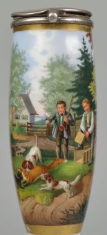Hundeschule für Fuchsjagd, Porzellanmalerei, Pfeifenkopf, D2472