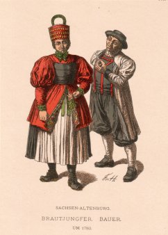 Sachsen-Altenburg, Brautjungfer – Bauer um 1780, Farblithographi, D2378-05