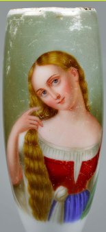 Tizian (um 1477-1576), Junge Frau bei der Toilette. Porzellanmalerei, Pfeifenkopf, D2487