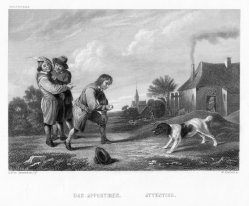 William French (1815-1898), Das Apportiren, Stahlstich nach D. Teniers, D2363-12