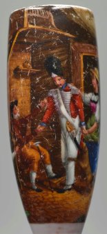 Des Husaren Familienempfang, Porzellanmalerei, Pfeifenkopf,  D2583