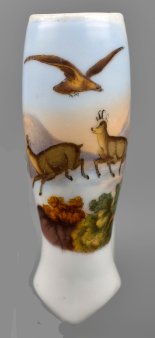 Gemsen und Adler in der Natur, Porzellanmalerei, Pfeifenkopf, D2594