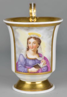 Heilige mit Buch, Porzellanmalerei, Tasse, D2524