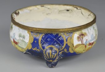 Saliere, Emaille mit Kupferkern, Malerei: bäuerliche Landschaften, D2665