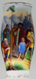 Szene aus Wilhelm Tell, Porzellanmalerei, Gesteckpfeife, D2628