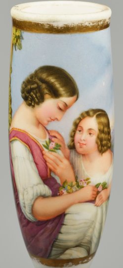 D2841-  Zugewandte Kinder mit Blumen, Pfeifenkopf, Porzellanmalerei, D2841