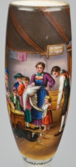 D2741-1 Franz von Defregger (1835-1921), Gansräuber, Porzellanmalerei, Pfeifenkopf, D2741