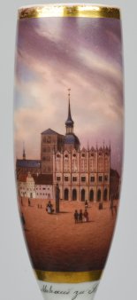2835 Gesteckpfeife, Das Rathhaus zu Stralsund, Porzellanmalerei, Pfeifenkopf