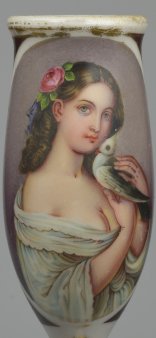 D2845- Mädchen mit Taube, Porzellanmalerei, Pfeifenkopf, D2845