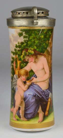 D2744  Wohl Johann Heinrich Ramberg (1763 - 1840), Amor und Psyche, Porzellanmalerei, Pfeifenkopf, D2744