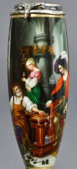 Wilhelm Nerenz (1804-1871), Goldschmieds Töchterlein, Porzellanmalerei, Pfeifenkopf, B0130