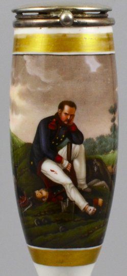Horace Vernet (1789-1863), Klagender Grenadier, Porzellanmalerei, Pfeifenkopf, D1704