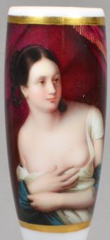 Édouard-Louis Dubufe (1819-1883), The Surprise, Porzellanmalerei, Pfeifenkopf, D1733