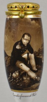 Horace Vernet (1789-1863), Klagender Grenadier, Porzellanmalerei, Pfeifenkopf, D1776