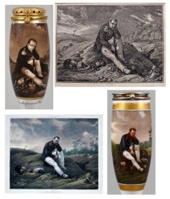 Konvolut Kunstreproduktionen, Pfeifenköpfe und Grafik im Biedermeier