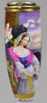 Emile Desmaisons (1812-1880), Der Liebesbrief, Porzellanmalerei, Pfeifenkopf, D1860