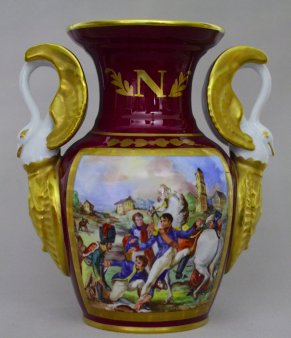 Napoleonische Soldaten, Porzellanmalerei, Vase, D1871