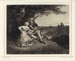 Baumann, W, Stahlstich, Ritter und Braut, nach Foltz, A0074