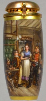 Eduard Ritter (1808-1853) attr. Die Wurstdiebe, Porzellanmalerei, Pfeifenkopf, D2477