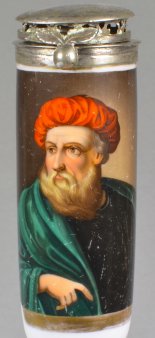 Tizian, (1477od.1488-1576), Selbstbildnis, Porzellanmalerei, Pfeifenkopf, D1754