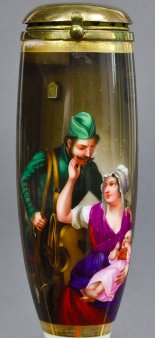 Carl Friedrich Schulz (1796-1866), Die Heimkehr des Jägers, Porzellanmalerei, Pfeifenkopf, B0186