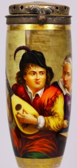 David Teniers (1610-1690), Der flämische Musiker, Porzellanmalerei, Pfeifenkopf, D1123