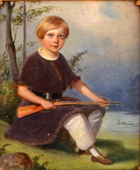 Hermann Werner (1816-1905), Gemälde 1849 „Kind mit Gewehr“, D0003