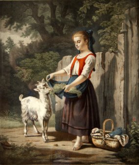 H.Jaeger, Farblithographie, „Komm Hans“ nach H. Werner um 1847, D1209