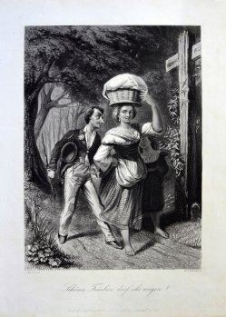 William French (1815-1898), Stahlstich, „Schönes Fräulein darf ich´s wagen?“ nach J.Wild, D1591 1591 Liebes Fräulein darf ichs wagen