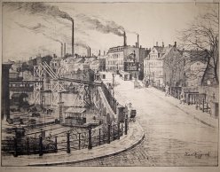 Karl Friedrich (1898-1989), Magdeburg „Brücke am Bahnhof Buckau“, Lithographie 1928, D1104