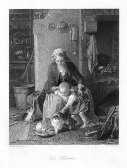 Albert Henry Payne (1812-1902), Die Kätzchen, Stahlstich nach E.Meyerheim, D1182