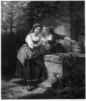 Hermann Droehmer (1820-1890), Lithographie, „Das Geheimnis“ nach H. Werner 1861, D1190