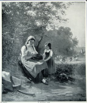 Fotogravüre, „In der Erntezeit“ nach H. Werner 1881, D1205