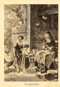 Holzstich, „Ein wichtiges Ereignis“ nach H. Werner 1883, D1387