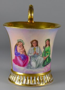 Allegorien Liebe-Glaube-Hoffnung, Porzellanmalerei, Lithophanie, Tasse, D1845