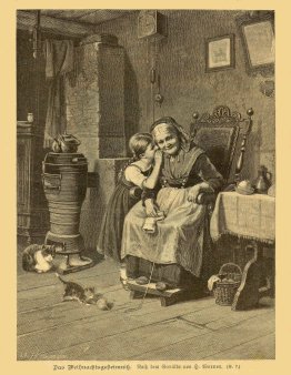 Holzstich, „Das Weihnachtsgeheimnis“ nach H. Werner 1879, D1882