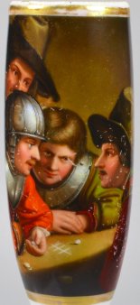 Govert Flinck, Die Würfelspieler, Porzellanmalerei, Pfeifenkopf, D1950