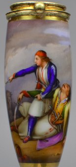 Ary Scheffer (1795 – 1858), Junger Grieche verteidigt seinen Vater, Porzellanmalerei, Pfeifenkopf, D1958 
