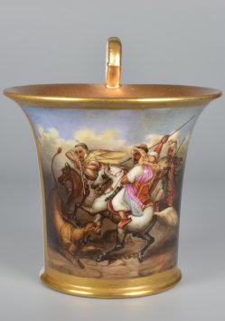 Arabische Löwenjagd, Porzellanmalerei, Tasse, D2000