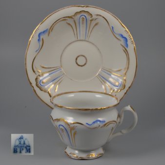 Buckauer Porzellanmanufaktur, Tasse und Untertasse um 1850, D1130-291-36